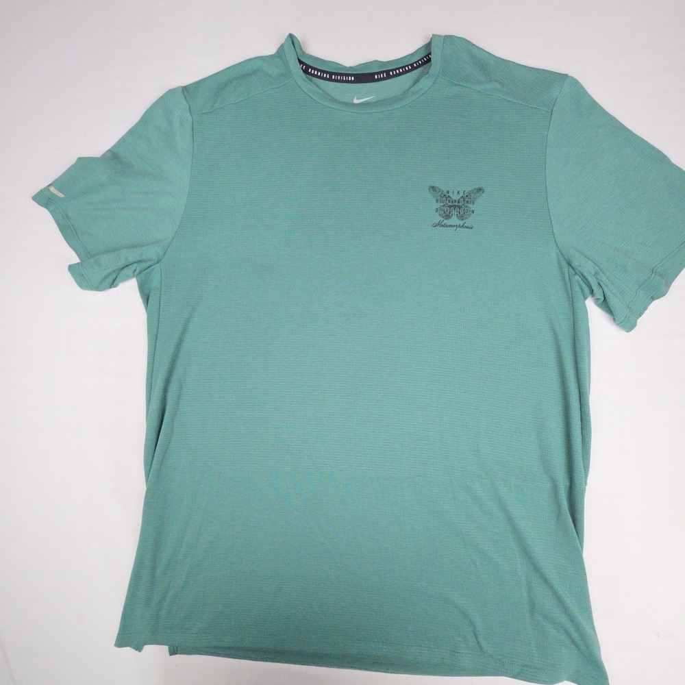 Nike Running Division Dri-Fit Metamorphosis Shirt Mens M Green Graphic Polyester